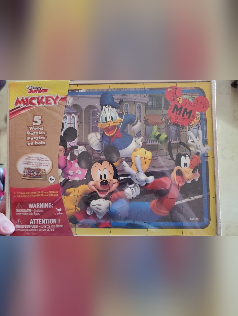 Disney Junior Mickey 5 Wooden Puzzle Set - Colorful Characters, NIB